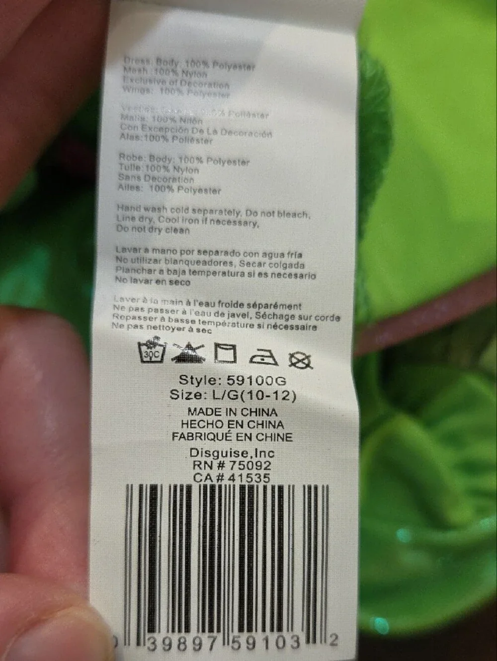 Disney Tinker Bell Costume Kids Size Large 10-12 Fairy Dress Up & Wings
